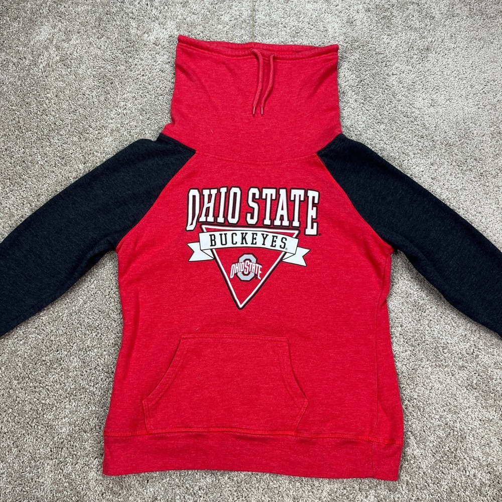 Ohio State Buckeyes Hoodie Sweatshirt Women's‎ Medium Red Black Cowl Neck